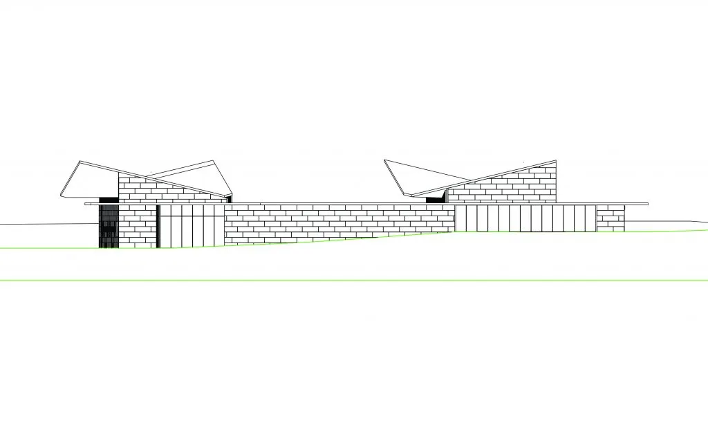 East elevation drawing of the preschool