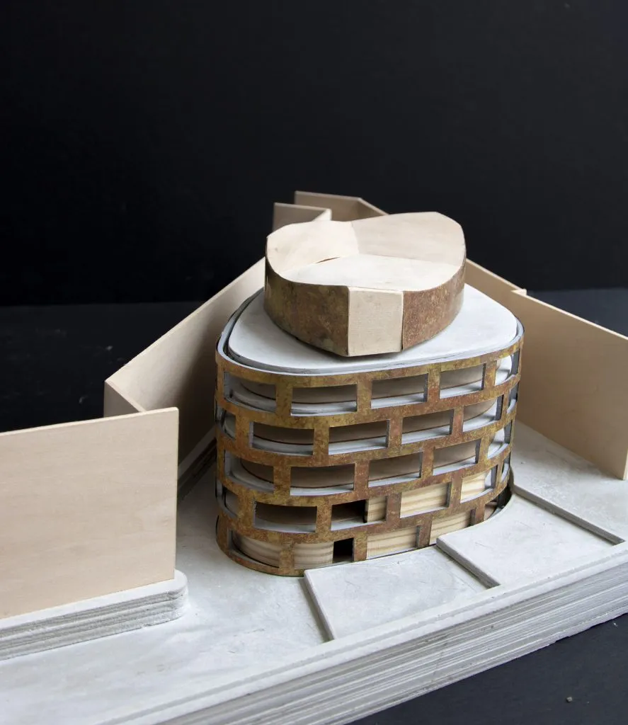 Photo of the model showing the curvilinear form