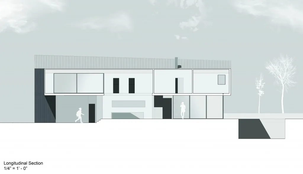 Longitudinal section drawing of the Ross House