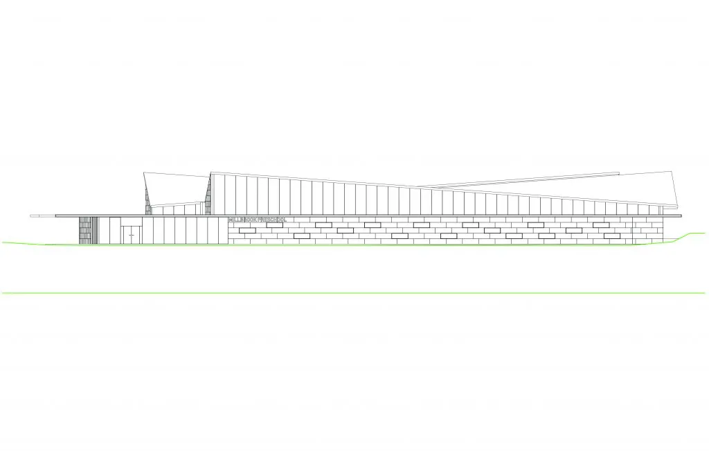 North elevation drawing of the preschool