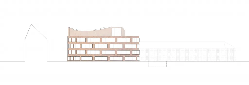 Site elevation study with model texture, view two