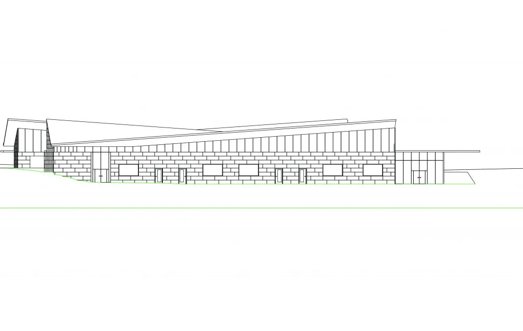 South elevation drawing of the preschool
