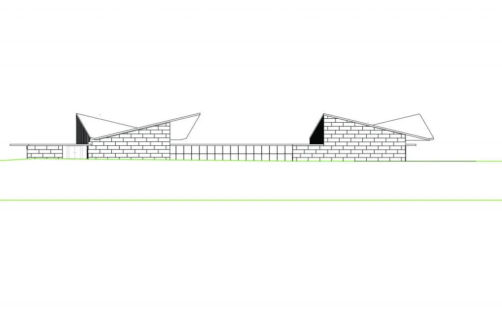 West elevation drawing of the preschool