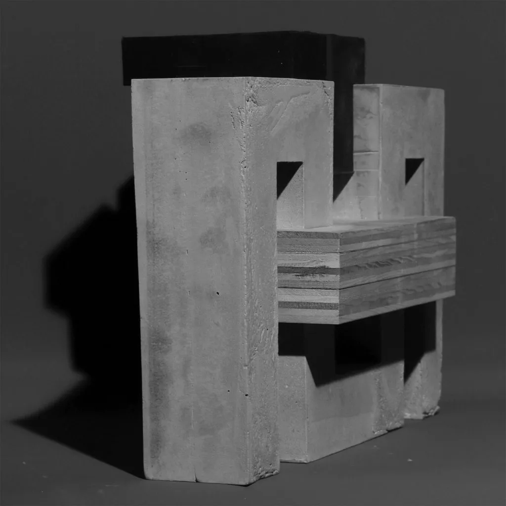 Black and white study model, view four