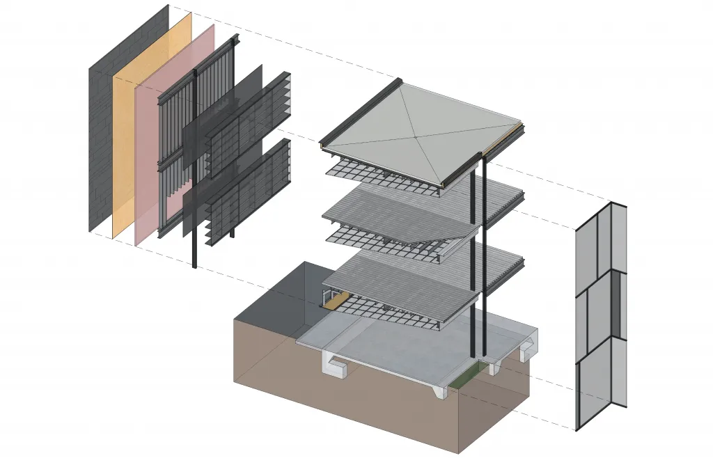 Section model drawing of the library